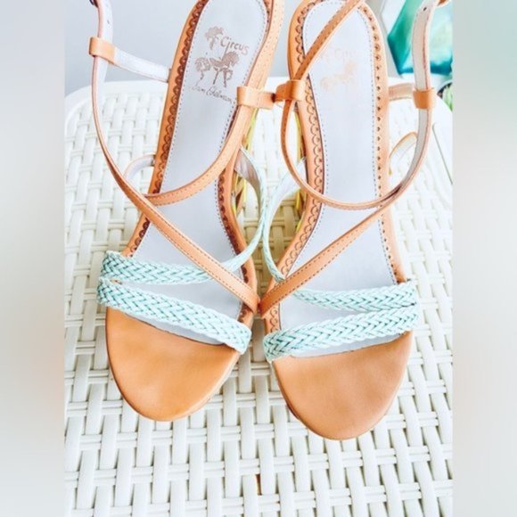 Vintage Sam Edelman Wedge Platform Mozaic Strappy Sandals - Picture 11 of 14